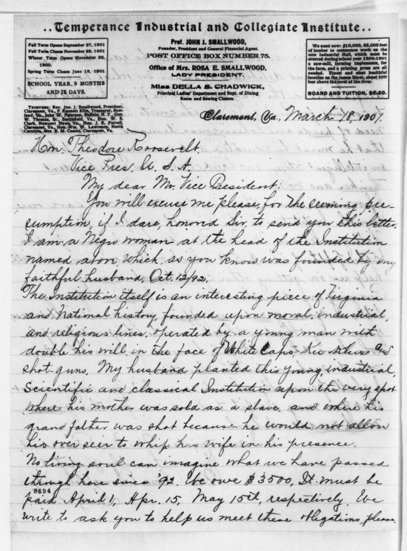 Letter to Theodore Roosevelt